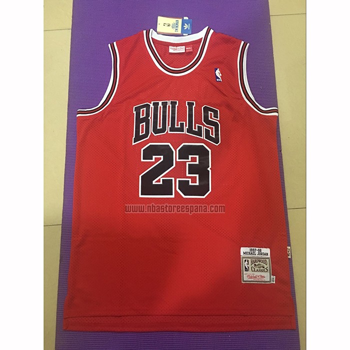 Camiseta Chicago Bulls Michael Jordan NO 23 Hardwood Classics Throwback 1997-1998 Rojo
